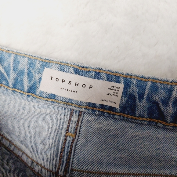 NWT Topshop Petite Straight Jeans with Raw Hem in Bleach P6084 - Picture 7 of 9